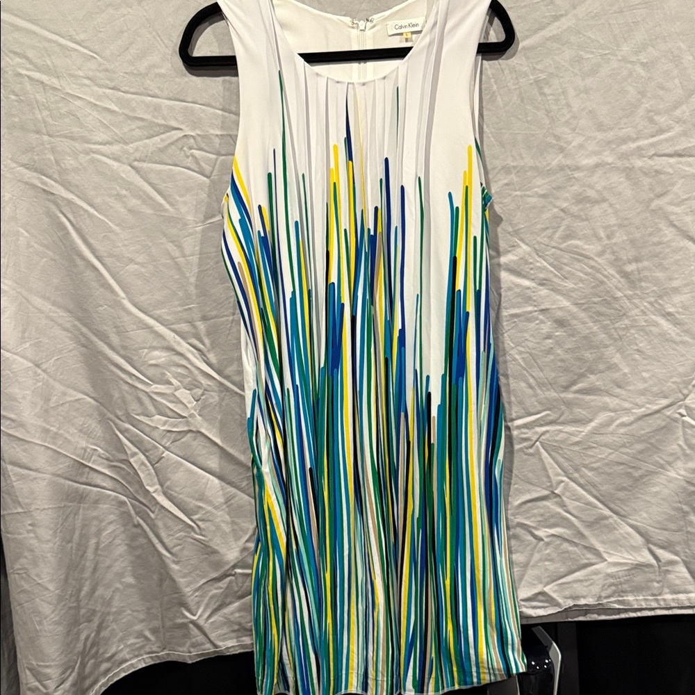 Calvin Klein White Dress with Vibrant Accents